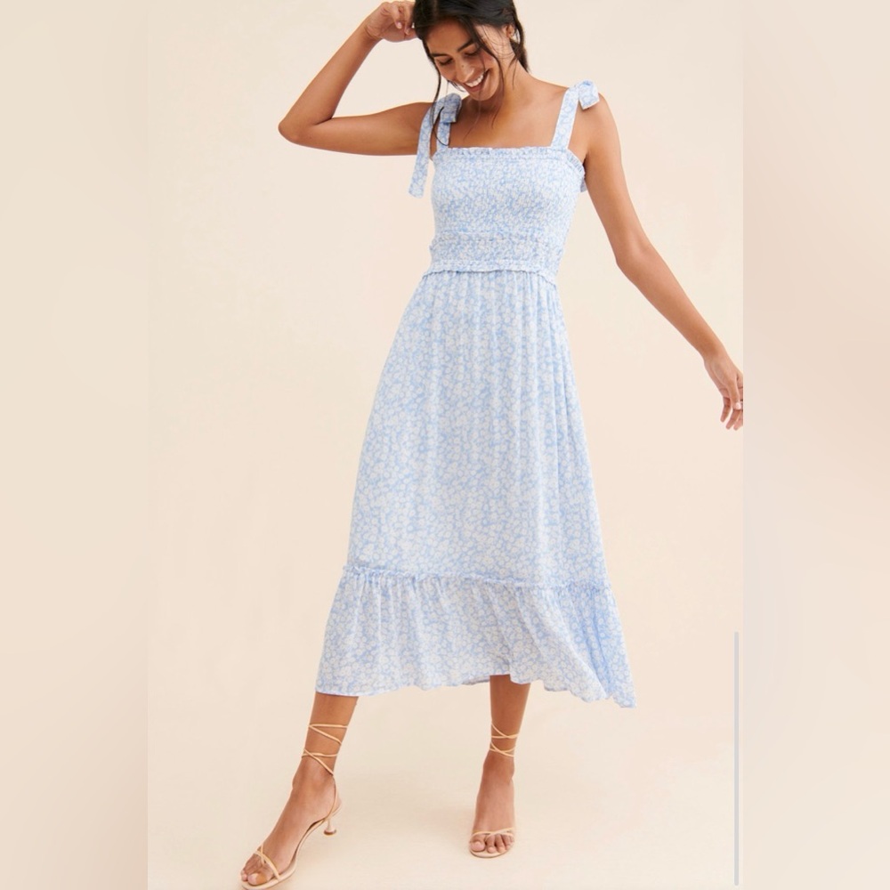 Lost + Wander Floral Ruffle Midi Dress